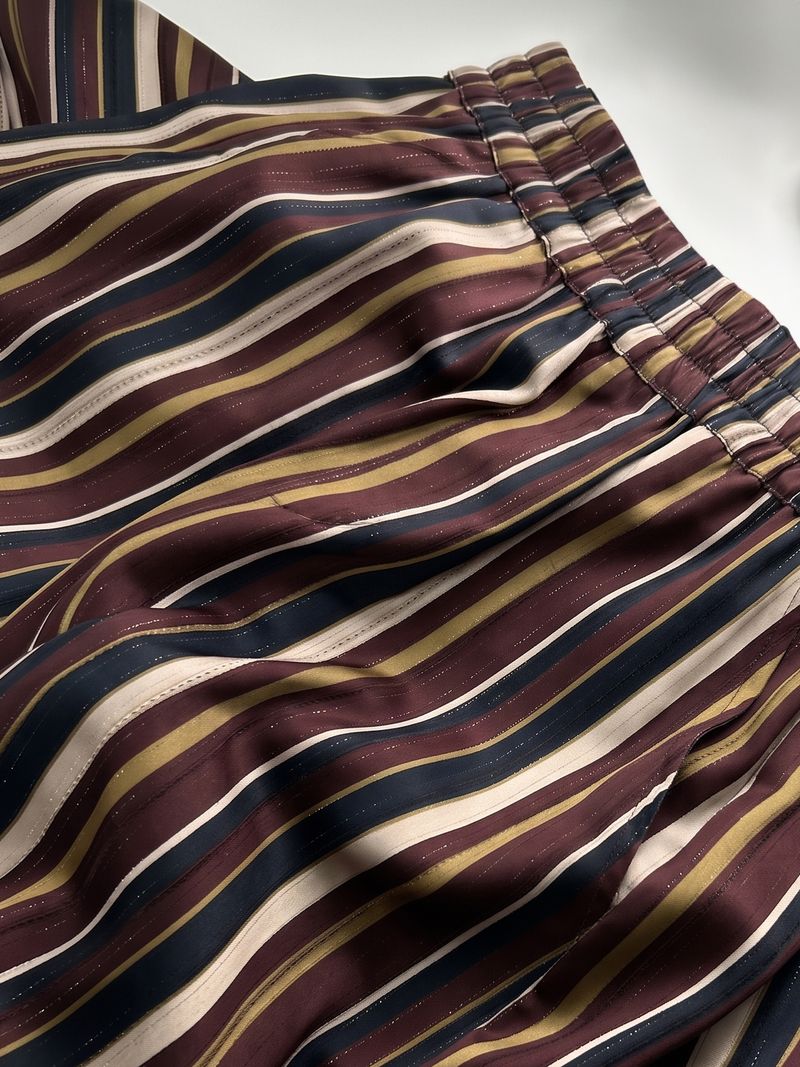 Striped Elastic Waist Wide Leg Pants