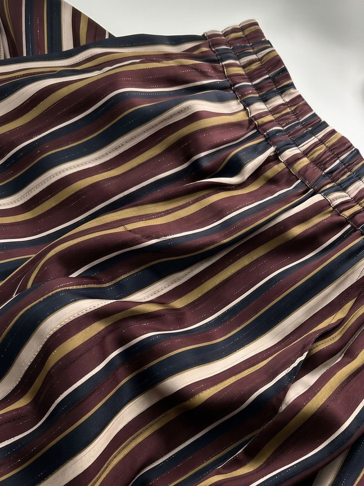 Striped Elastic Waist Wide Leg Pants