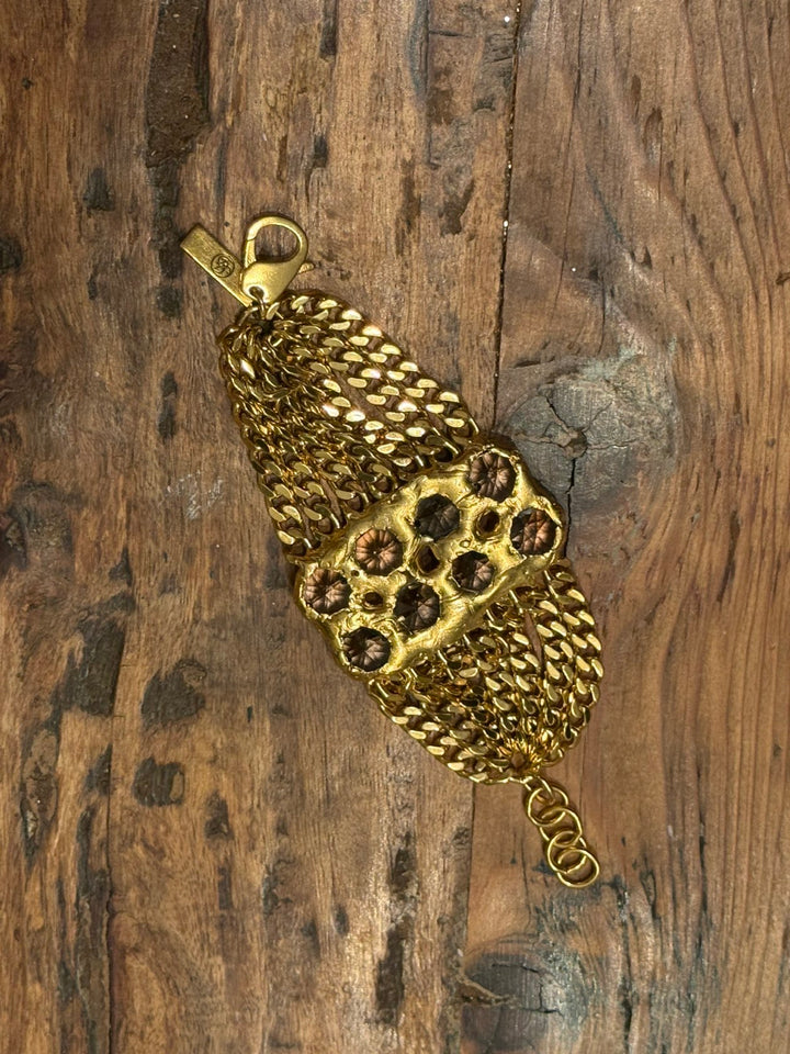 Simone 18 Karat Gold Crystal Cuff/Bracelet - Jamie Dietrich Designs