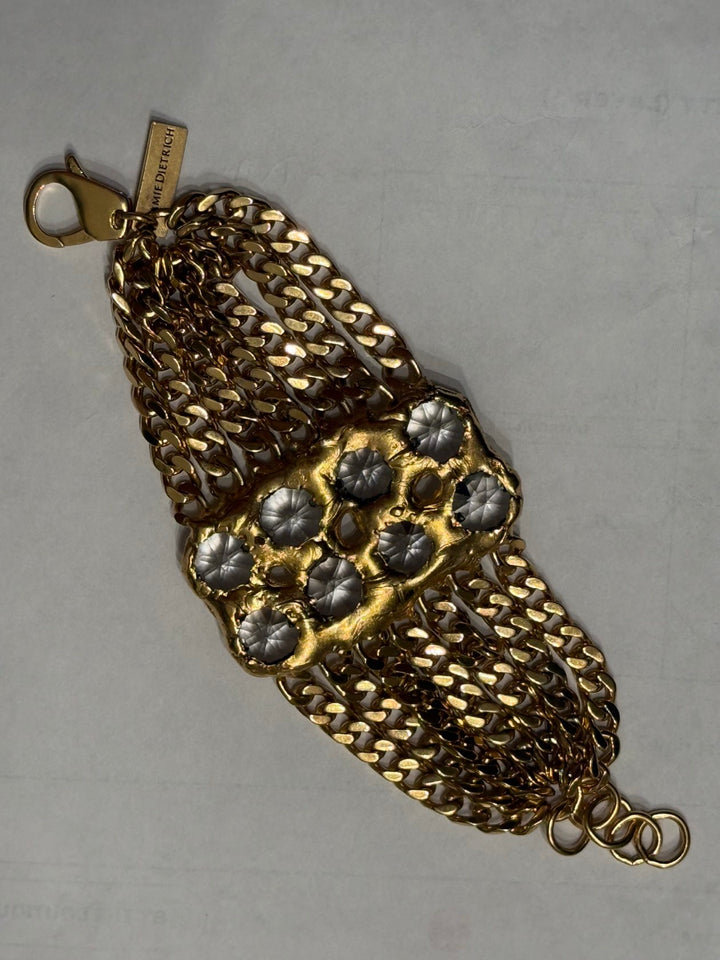 Simone 18 Karat Gold Crystal Cuff/Bracelet - Jamie Dietrich Designs