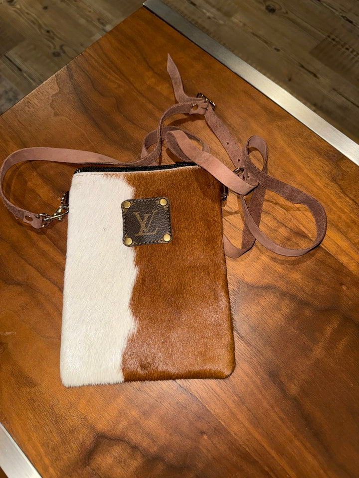 Repurposed Genuine Leather Vertical Crossbody Bag
