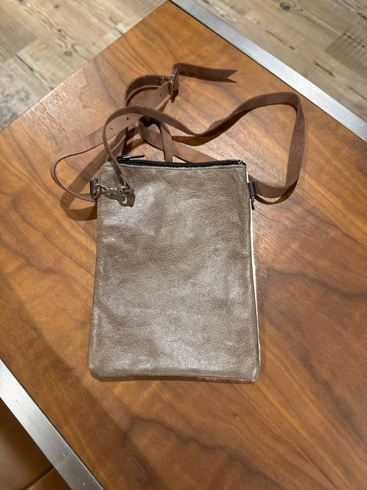 Repurposed Genuine Leather Vertical Crossbody Bag