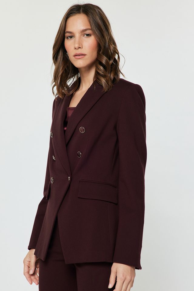 Notch Collar Double Breasted Jacket