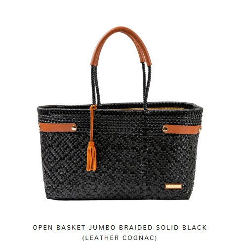LUZIA Open Basket Jumbo Braided Solid Black