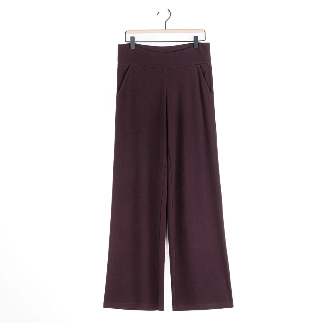 Lounge Knit - Wide Leg Pocket Pant - Eggplant