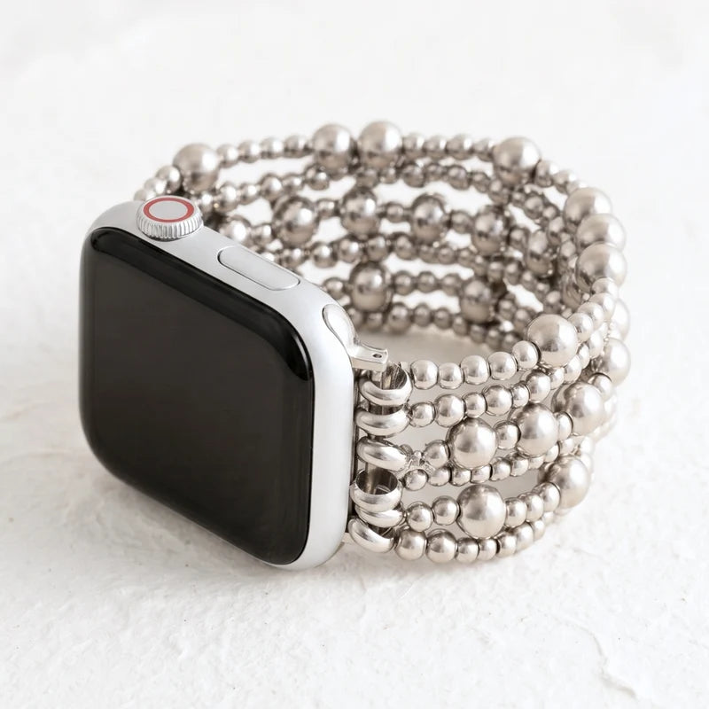 Platinum Demure Stretch Apple Watch Strap