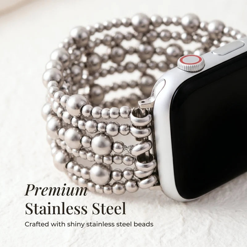 Platinum Demure Stretch Apple Watch Strap