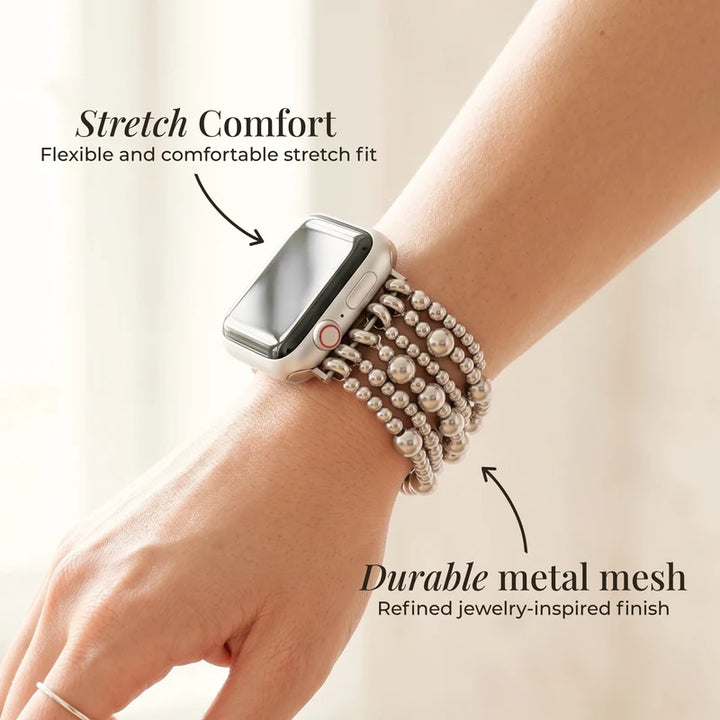Platinum Demure Stretch Apple Watch Strap
