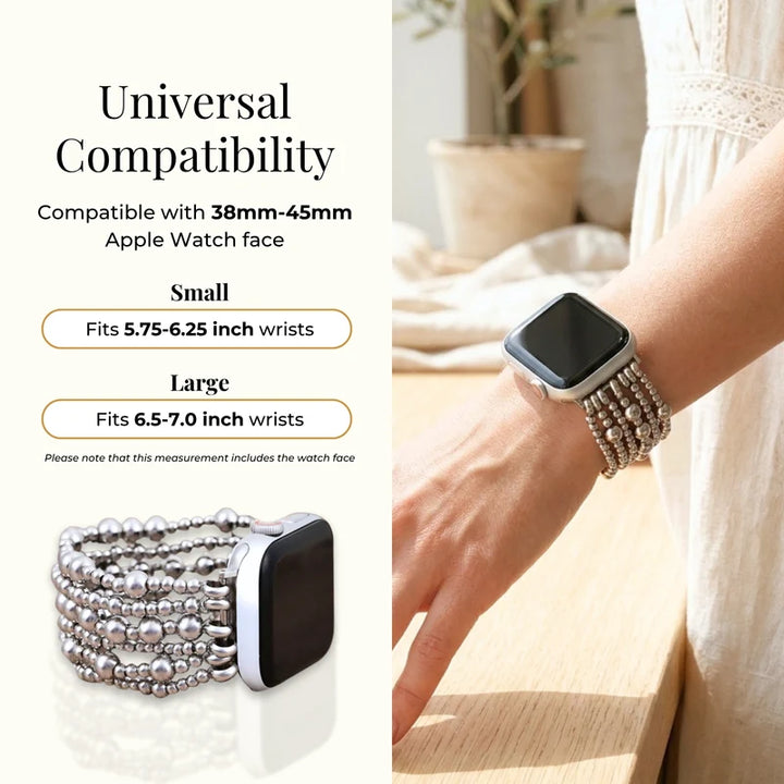 Platinum Demure Stretch Apple Watch Strap