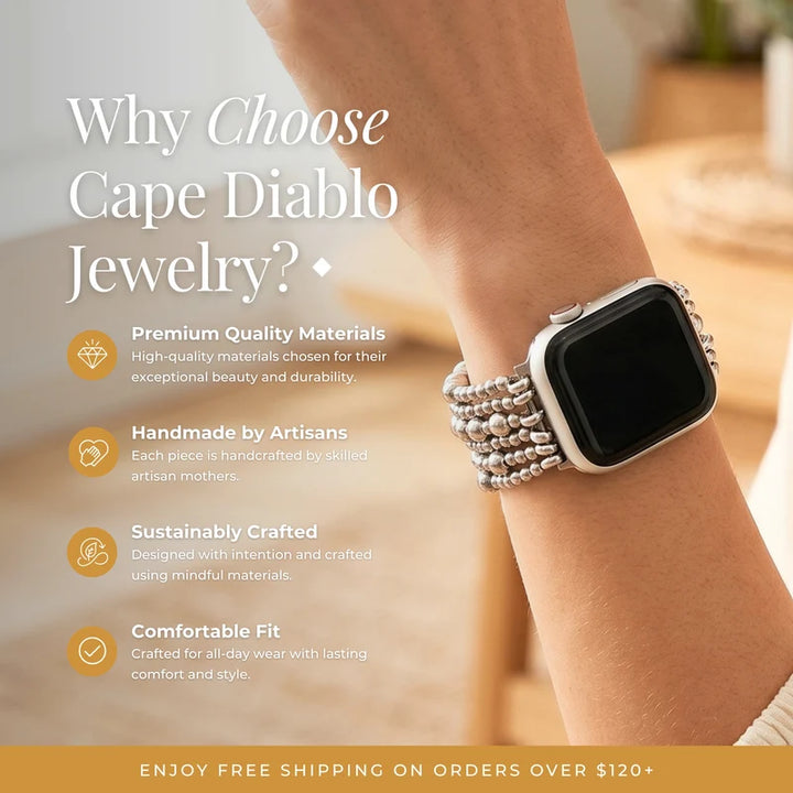 Platinum Demure Stretch Apple Watch Strap