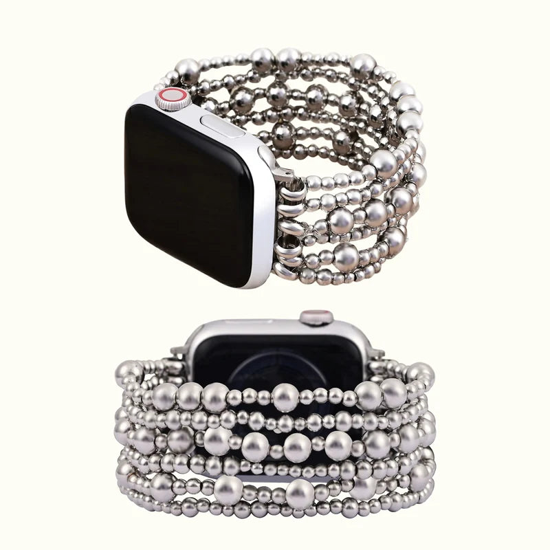 Platinum Demure Stretch Apple Watch Strap