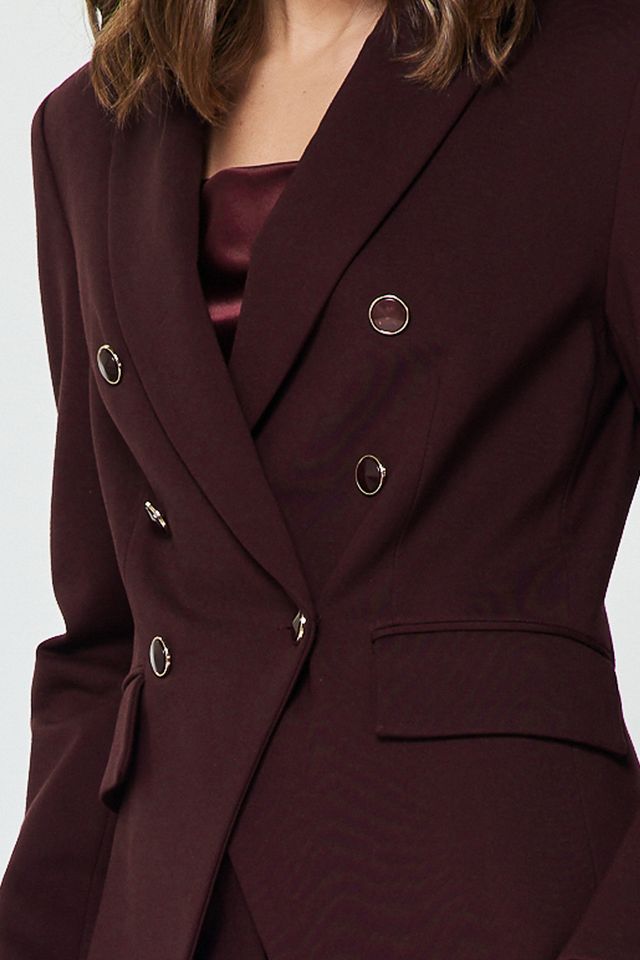 Notch Collar Double Breasted Jacket