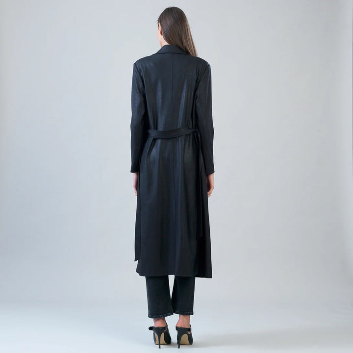Liquid Leather™ Zip Front Trench Coat - Black