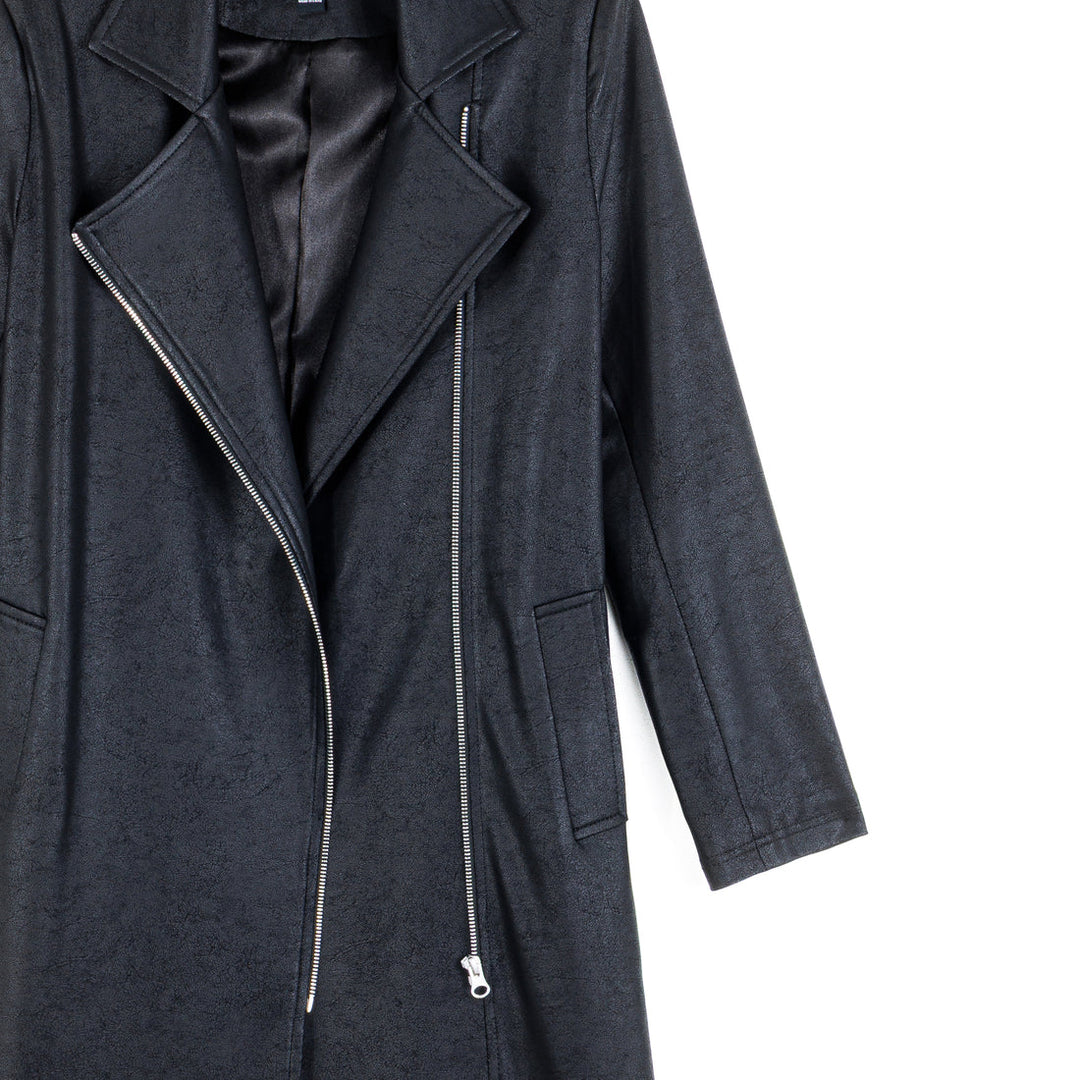 Liquid Leather™ Zip Front Trench Coat - Black