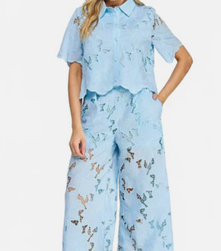 Floral Lace Wide Leg Pants