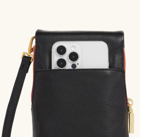 HAMMITT - VIP Mobile in Black Brushed Gold Red Zipper