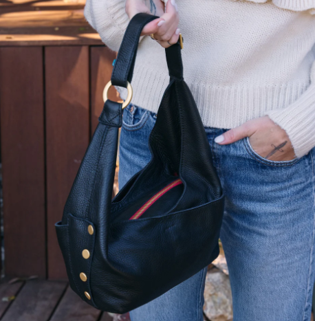 HAMMITT - Tom Zip Med in Black Brushed Gold Red Zipper