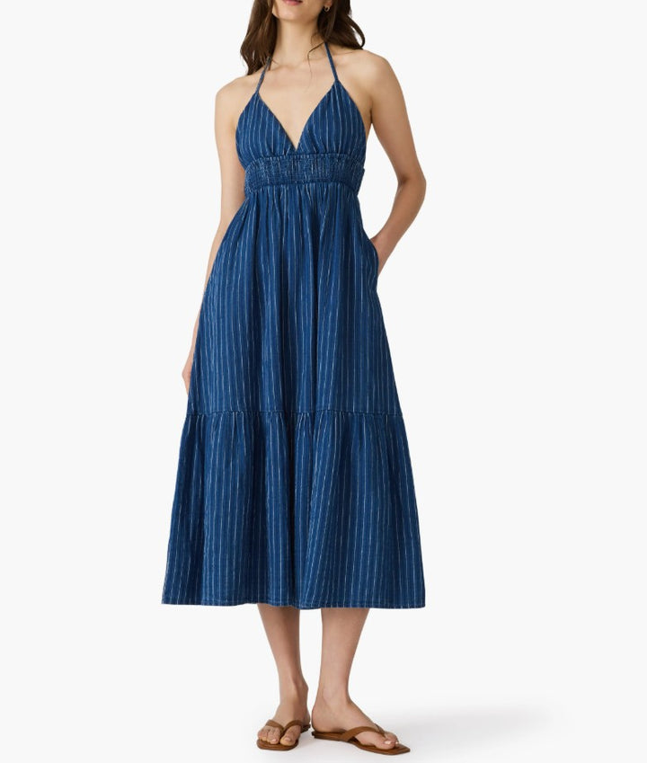 Lucky Stripe Halter Maxi Dress