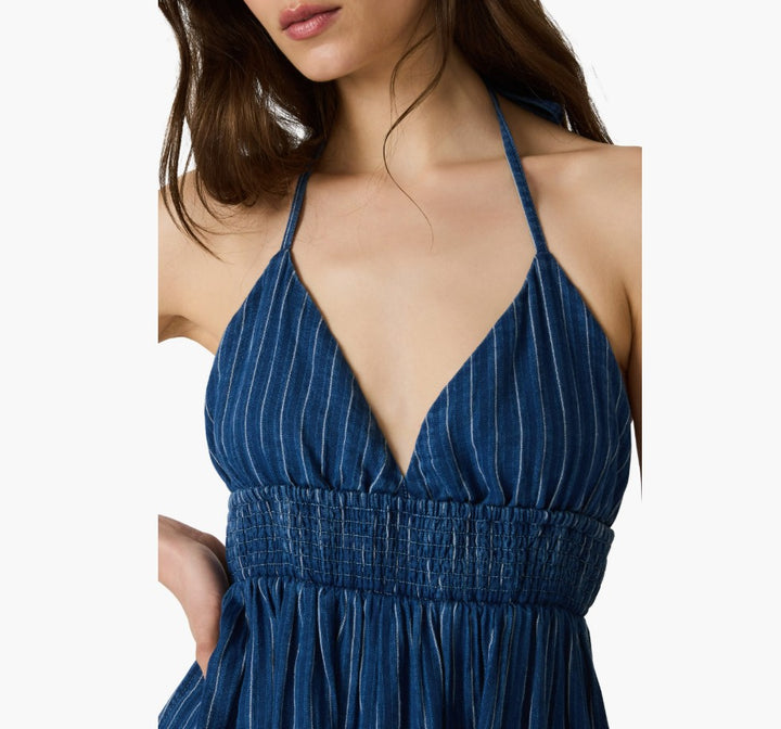 Lucky Stripe Halter Maxi Dress