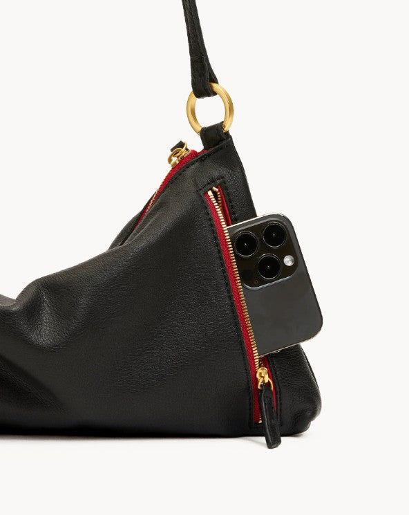 HAMMITT - Kyle Med Black Brushed Gold Red Zip