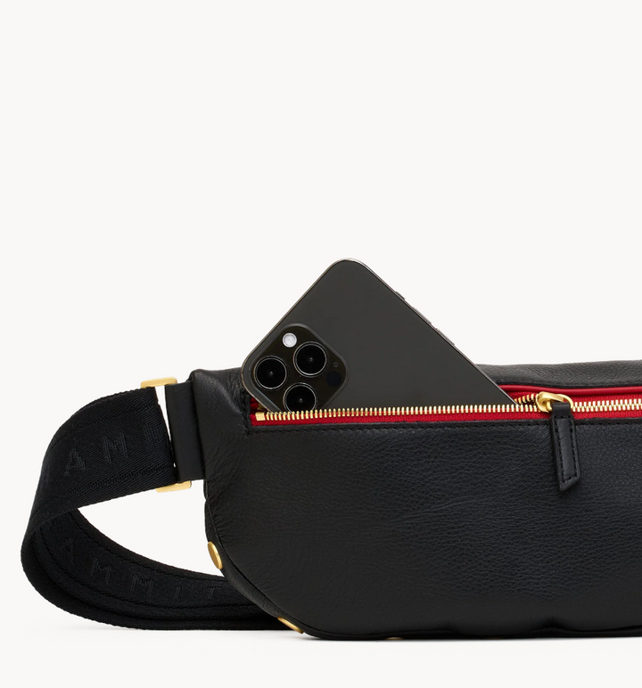 HAMMITT - Charles Crossbody Med - Black BG Red Zip