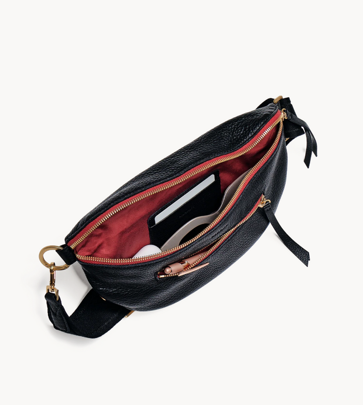 HAMMITT - Charles Crossbody Med - Black BG Red Zip