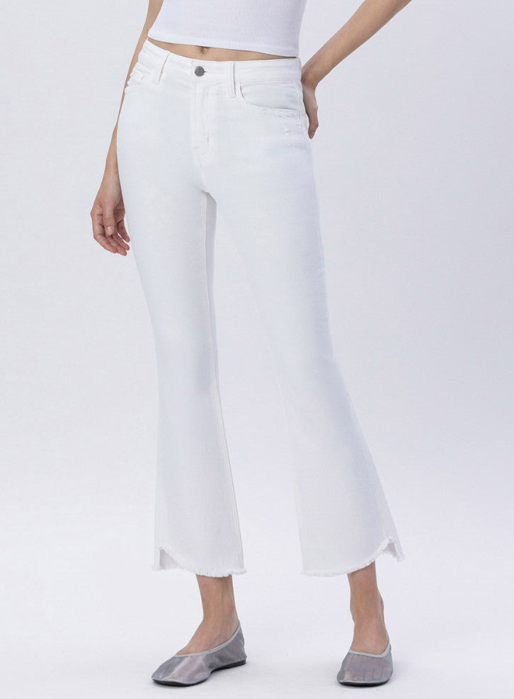HR Crop Flare Hem Detail Jeans