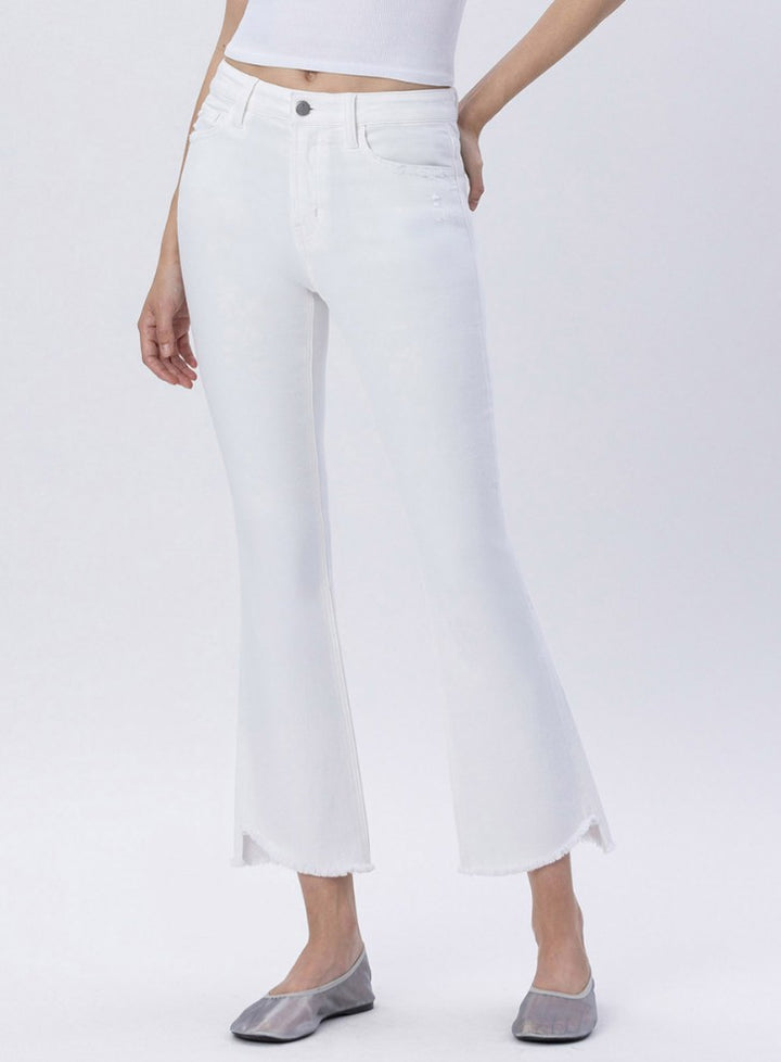 HR Crop Flare Hem Detail Jeans