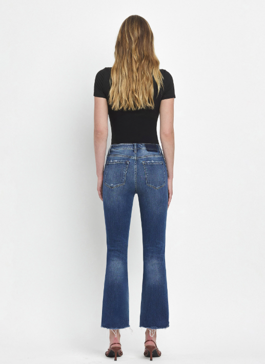 HR Raw Hem Crop Flair Jean