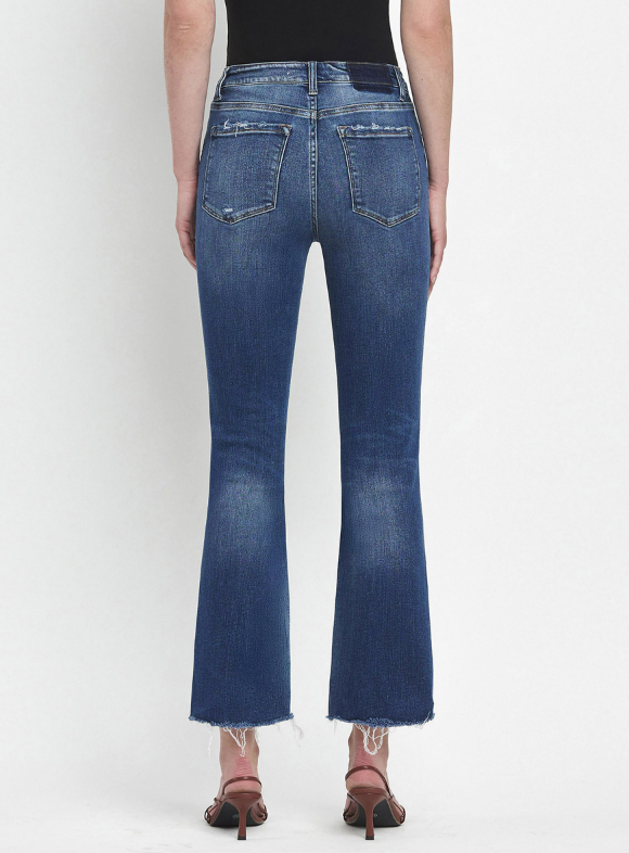 HR Raw Hem Crop Flair Jean