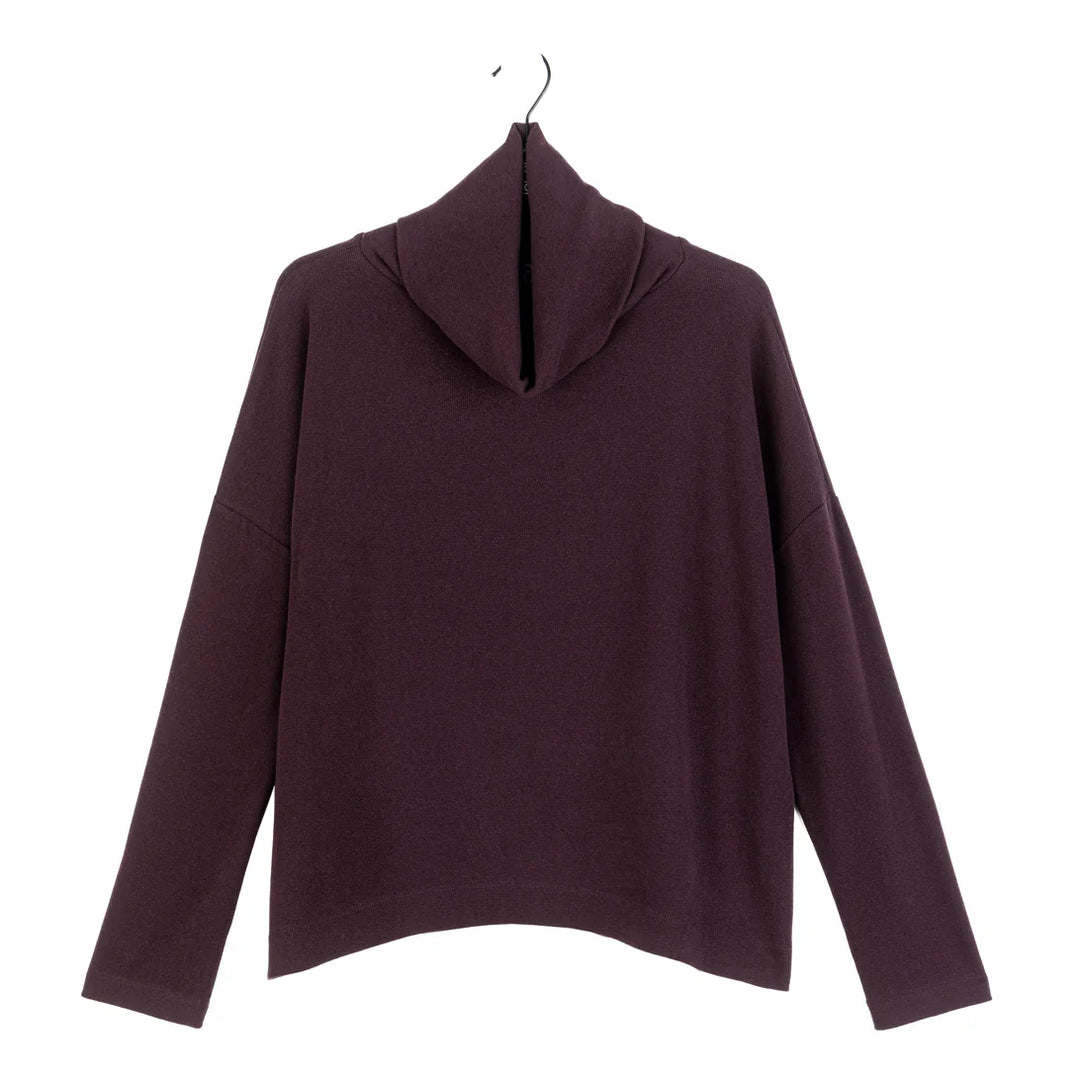Lounge Knit - Tipped Hem Sweater - Eggplant