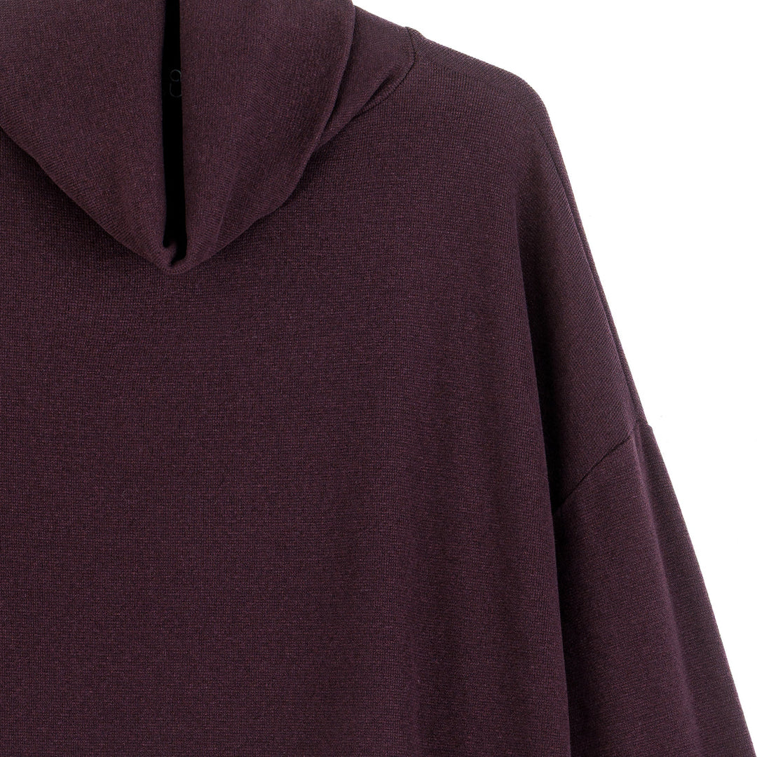 Lounge Knit - Tipped Hem Sweater - Eggplant