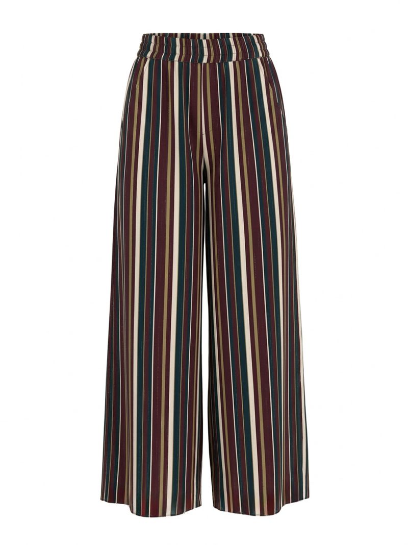 Striped Elastic Waist Wide Leg Pants