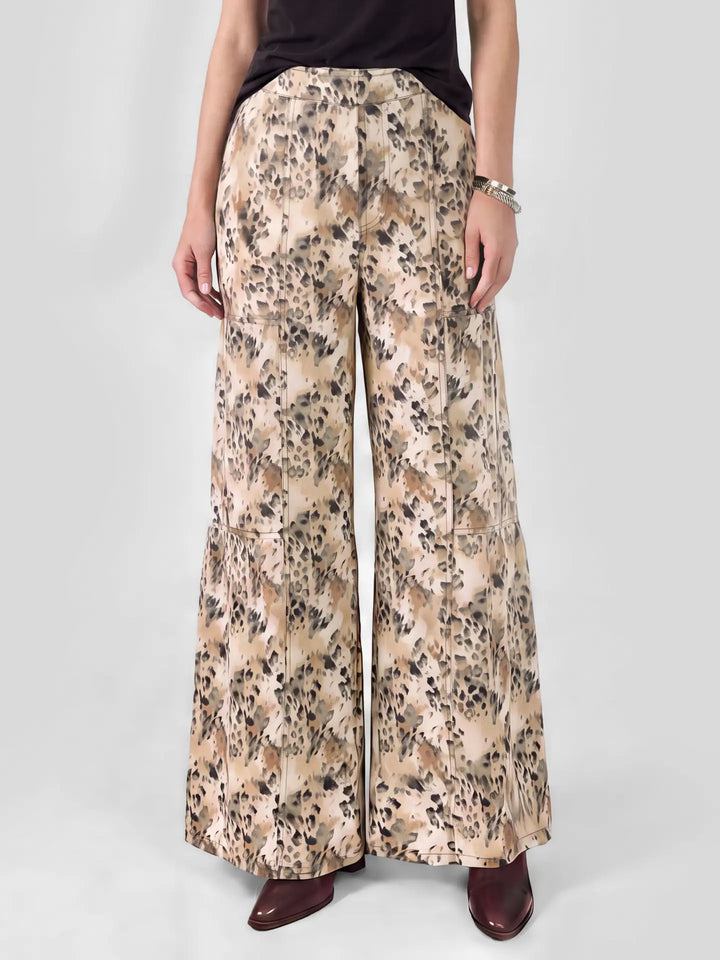 Leopard Tiered Wide Leg Palazzo Pants