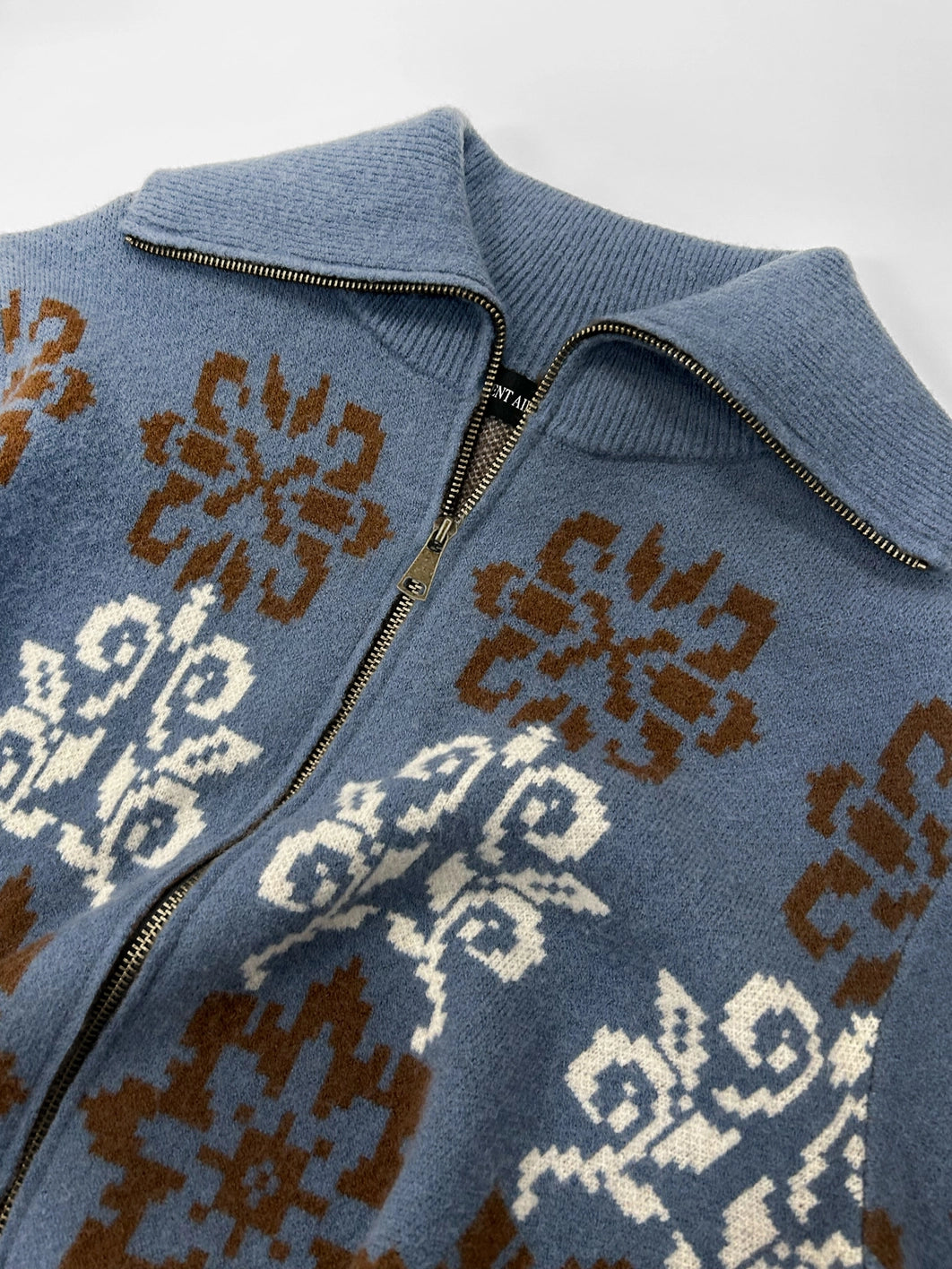 Nordic Jacquard Zip-Up Sweater Jacket