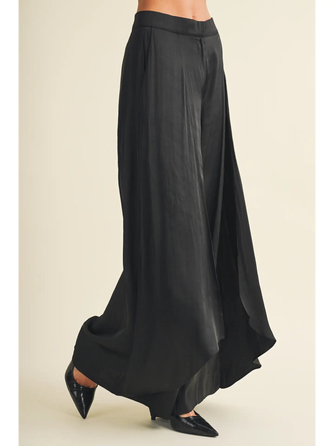 Wide-Leg Front Overlay Palazzo Trousers