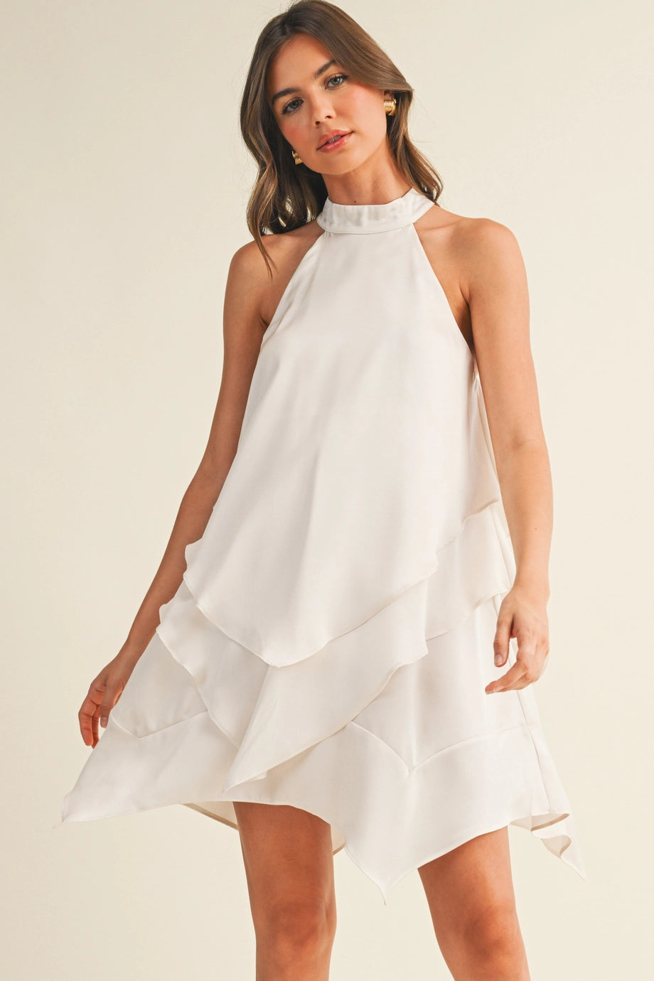 Cascading Tiered Halter Dress