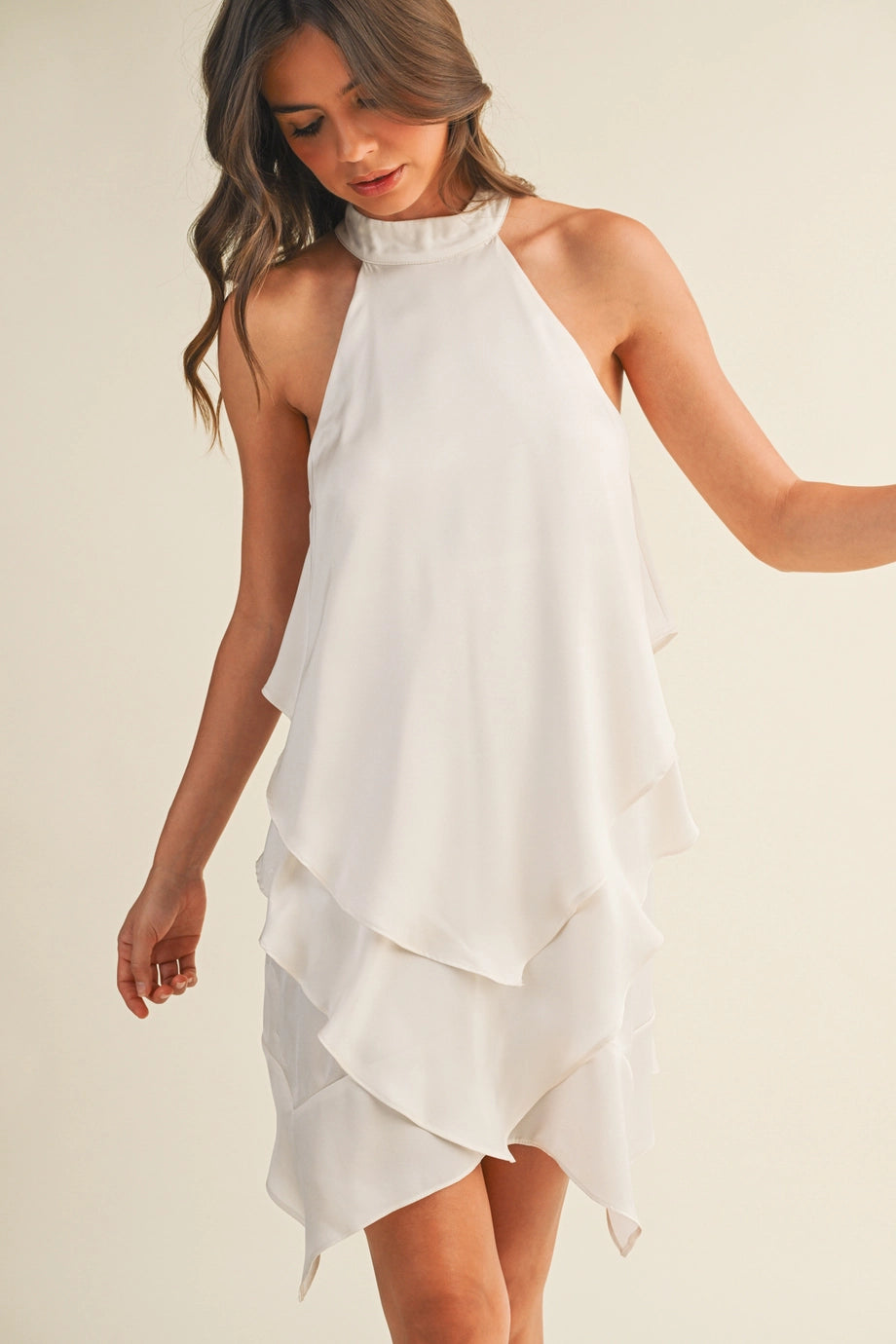 Cascading Tiered Halter Dress