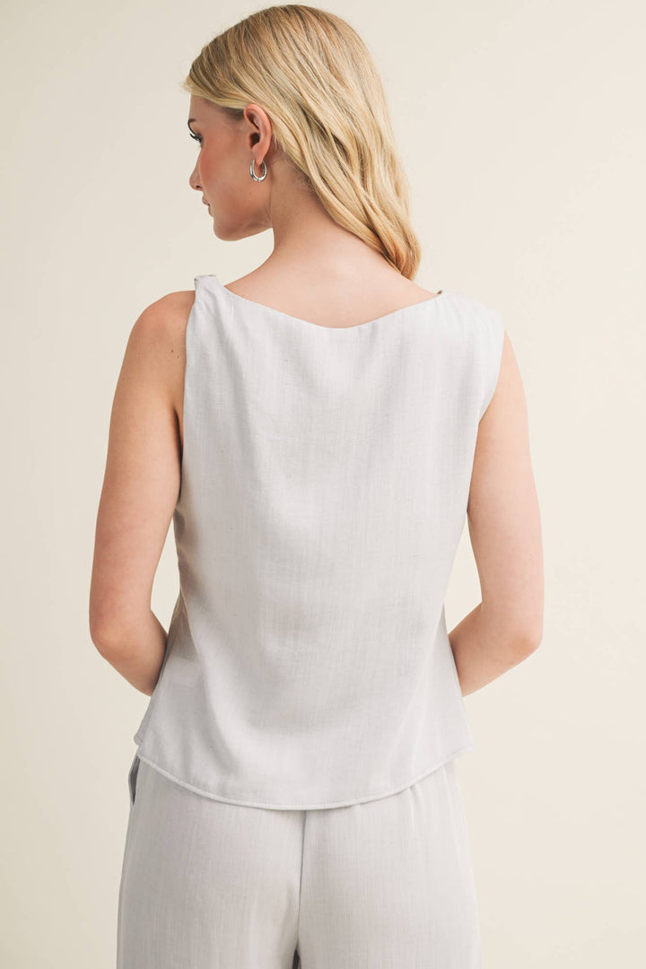 Bateau Neck Knotted Shoulder Top