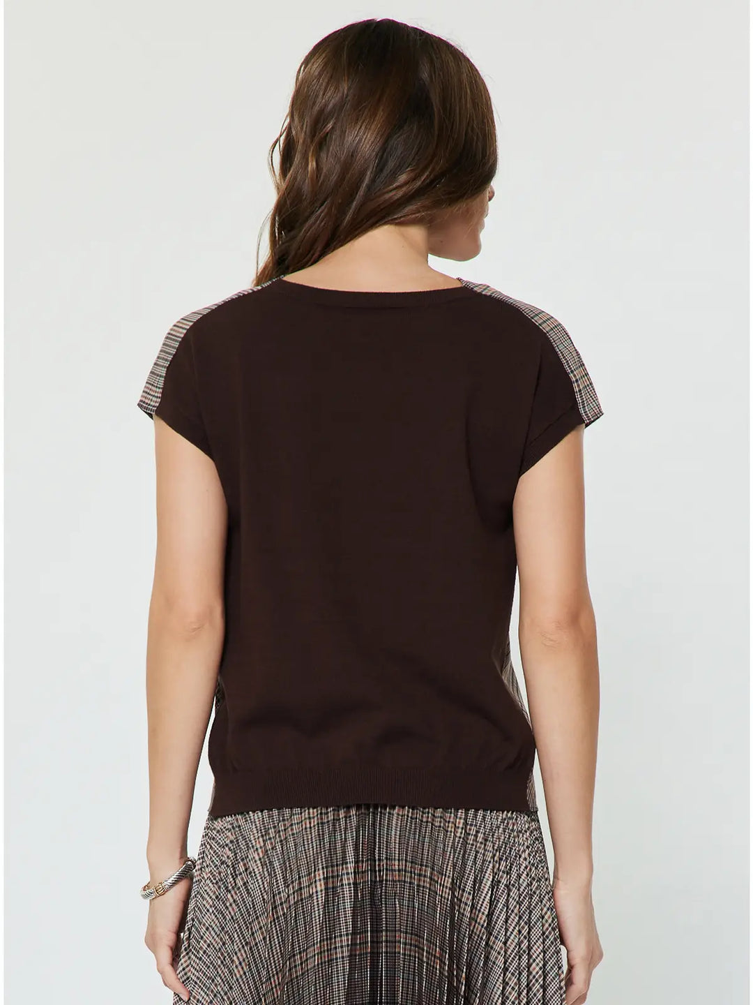 Plaid Cowl Neck Top