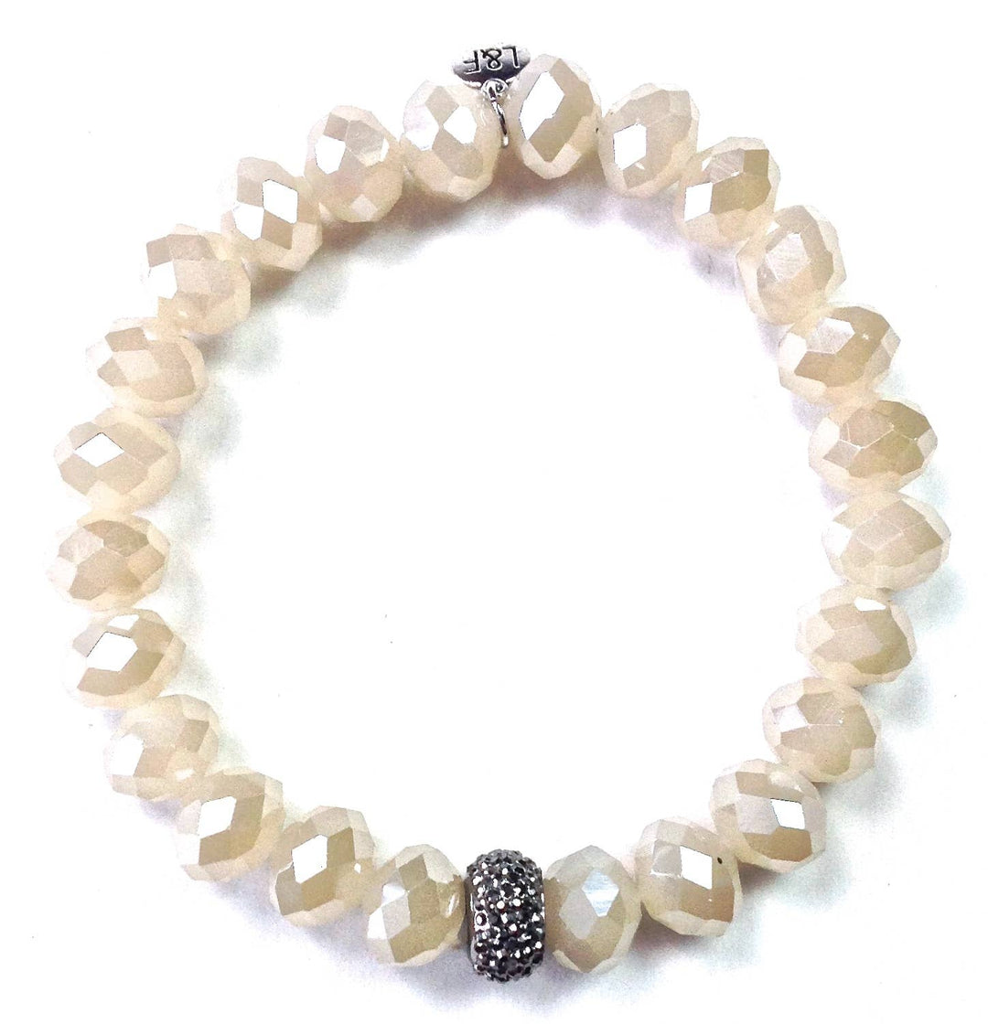 10mm Faceted Glass Stretch/Cream