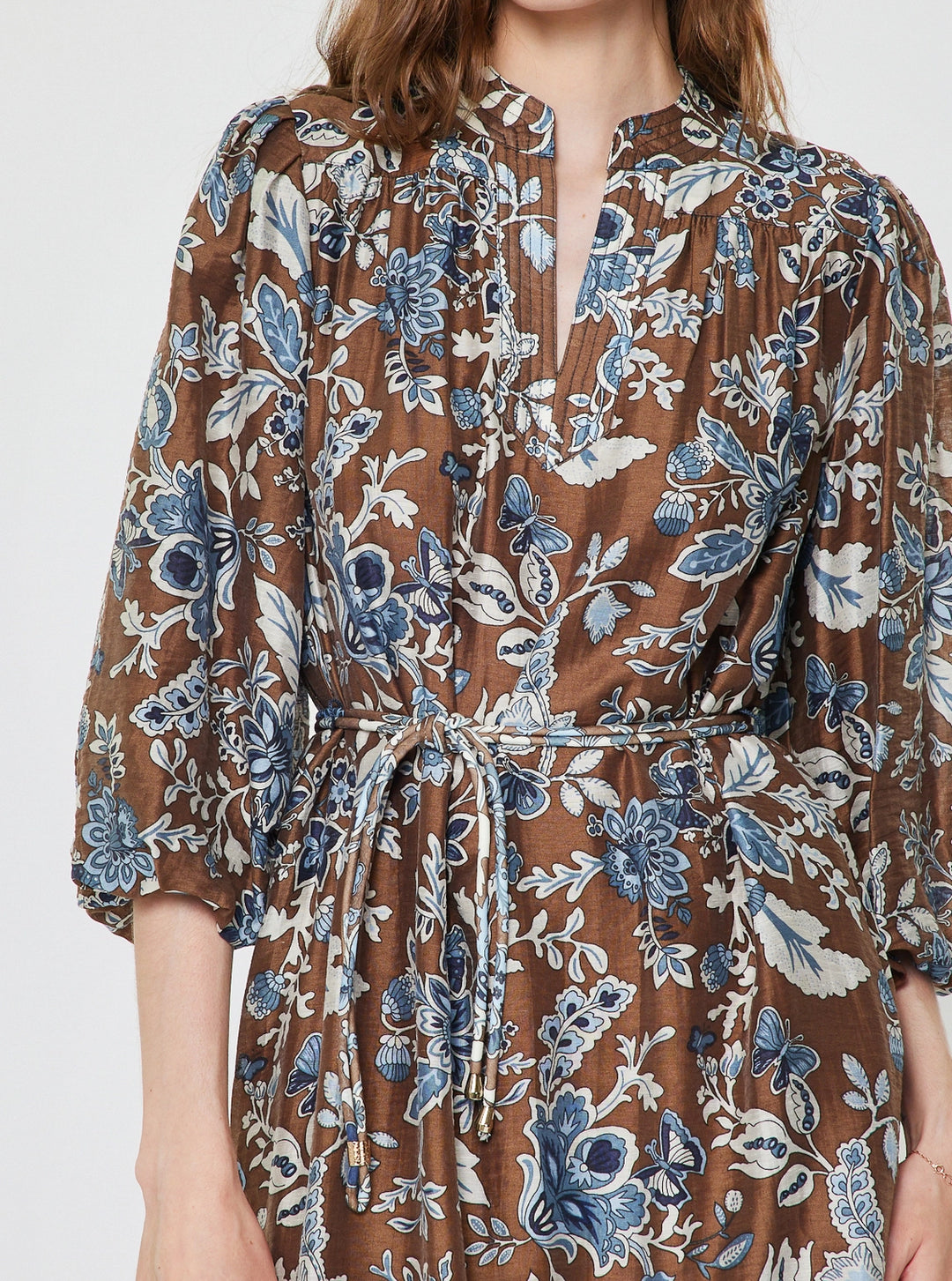 Botanical Printed Tiered Midi Dress