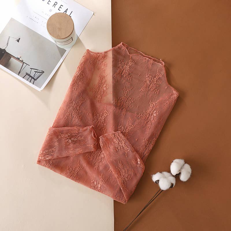 Sheer Mesh Floral Lace Top