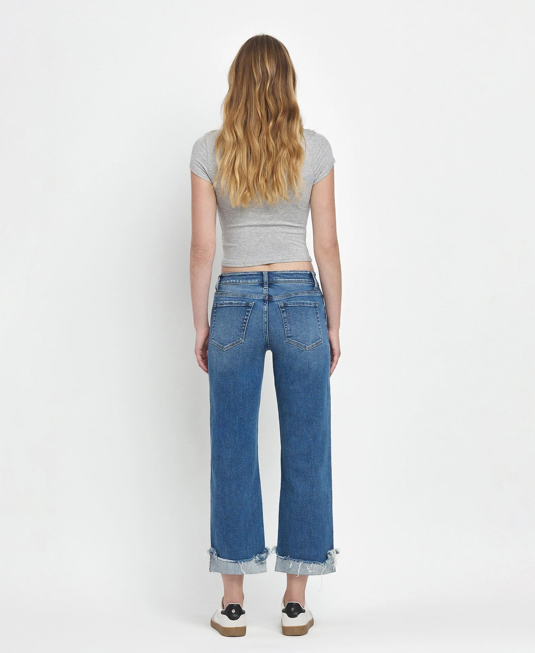 MR Raw Cuffed Hem Slim Wide Jeans