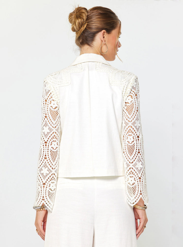 Crochet Lace Detail Long Sleeve Blazer