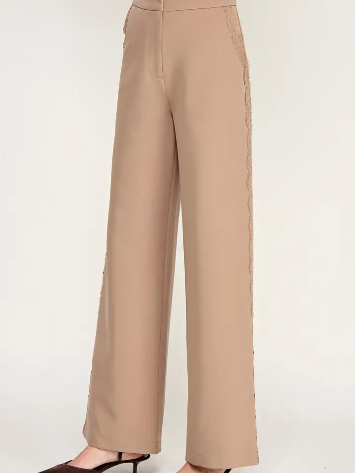Lace Trim Dress Pants
