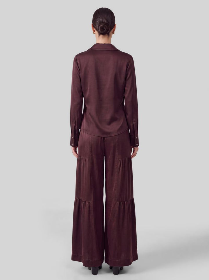 Cowl Neck Collared LS Blouse