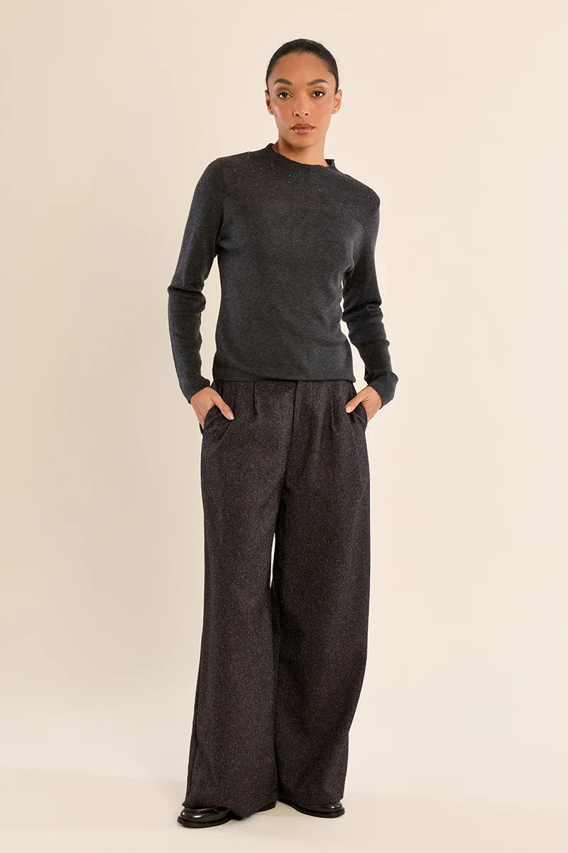 LS Semi Sheer Sweater - Dark Grey
