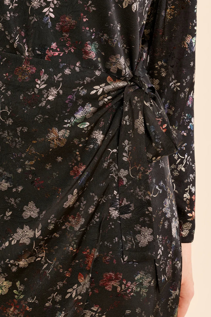 Satin Wrap Floral Dress