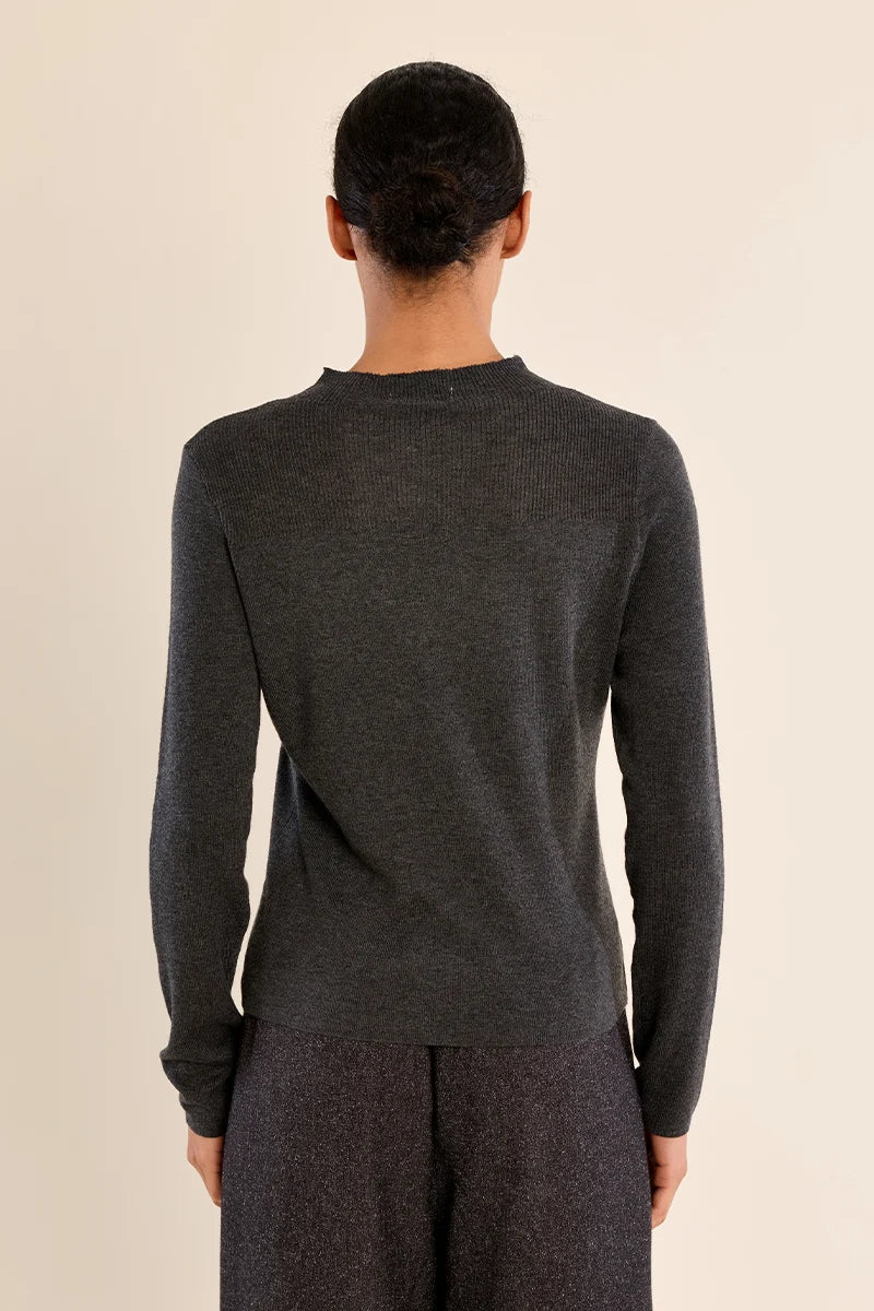 LS Semi Sheer Sweater - Dark Grey